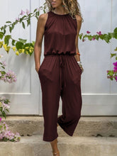 Load image into Gallery viewer, Sleeveless Solid Lace Up Jumpsuit