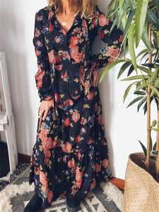 Bohemian Casual Loose Floral Long Dress