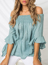 Load image into Gallery viewer, Off-the-shoulder Cotton-linen Top