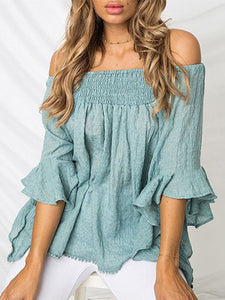 Off-the-shoulder Cotton-linen Top