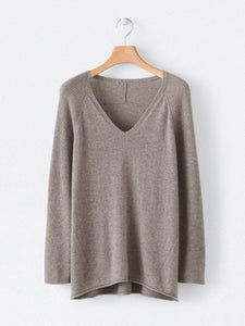 V-neck Knitted Long-sleeved Sweater