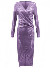 Load image into Gallery viewer, Irregular Sparkly Bodycon V-neck Long Sleeve Elegant Maxi Dress