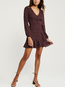 Ruffle Hem Wrap Dress