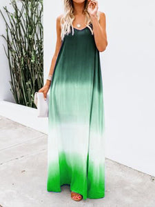 Casual Loose Gradient Tie-Dye Sling Dress