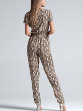 Load image into Gallery viewer, Spring and Summer Animal Print Short-sleeved V-neck Jumpsuit