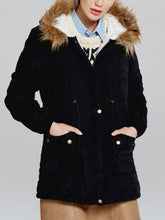 Load image into Gallery viewer, Faux Fur Collar Pockets Drawstring Women Slim Oversized Parka Jacket Coat