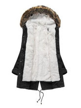 Load image into Gallery viewer, Winter Long Black Plus Velvet Hooded Coat