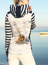 Load image into Gallery viewer, Striped Printed Hooded Long Sleeve Sweatshirt