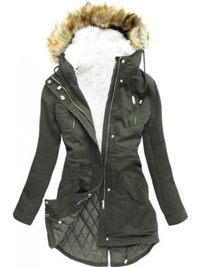 Hooded Solid Color Plus Velvet Warm Coat