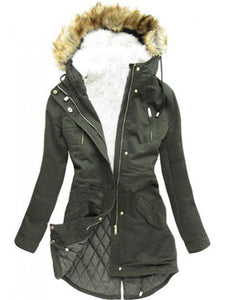 Hooded Solid Color Plus Velvet Warm Coat