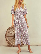 Load image into Gallery viewer, V-Neck Belt Polka Dot Printed Jumpsuit