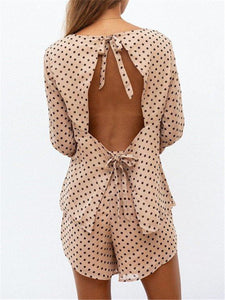 Sexy Backless Polka Dot Print Two Piece Set