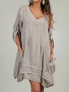 Cotton and Linen Casual Lace Dress