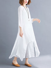 Load image into Gallery viewer, Solid Color Irregular Large Swing Loose Long-Sleeved Cotton Skirt