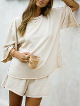Load image into Gallery viewer, Pure Color Casual Round Collar T-Shirt &amp; Shorts Set Jumpsuit