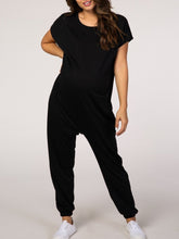 Load image into Gallery viewer, Pure Color Loose Round Neck Short Sleeve Maternity Jumpsuit