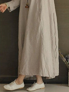 Loose Long Sleeve Long Round Neck Dress