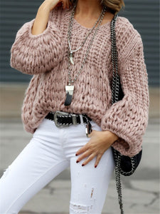 Pink Casual Crew Neck Loose Jacket Sweater