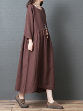 Load image into Gallery viewer, Casual Loose Cotton and Plain Color Long-Sleeved Dress