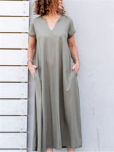 Load image into Gallery viewer, Casual Loose V-Neck Pocket Maxi Dress