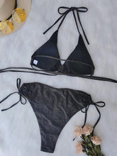 Load image into Gallery viewer, Drawstring Laced Flash Fabric Sexy Bikini