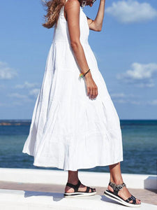 Short-sleeved Cotton and Linen Casual Dress