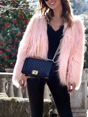 Faux Fur Square Collar Short Jacket Fashion Street Style Coat