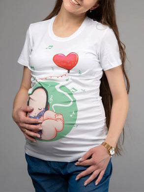 Loose Heart Print Short Sleeve Crew Neck Maternity Top