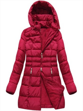 Load image into Gallery viewer, Solid Color Hooded Pocket Warm Down Coat