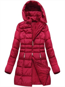 Solid Color Hooded Pocket Warm Down Coat