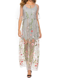 Embroidered Lace Dress Summer Two-piece Suit