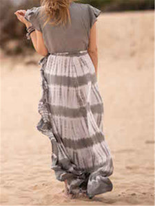 Romantic Bohemian Casual Loose Color Block Tie Dye Dress