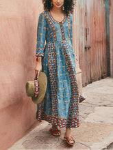 Load image into Gallery viewer, Vintage Round Neck Cropped Sleeve Print Dress