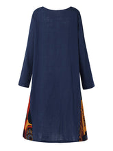 Load image into Gallery viewer, Round Neckline Mid-Length Long-Sleeved Hem A-Word Dress