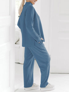 High Collar Knit Two-piece Suit