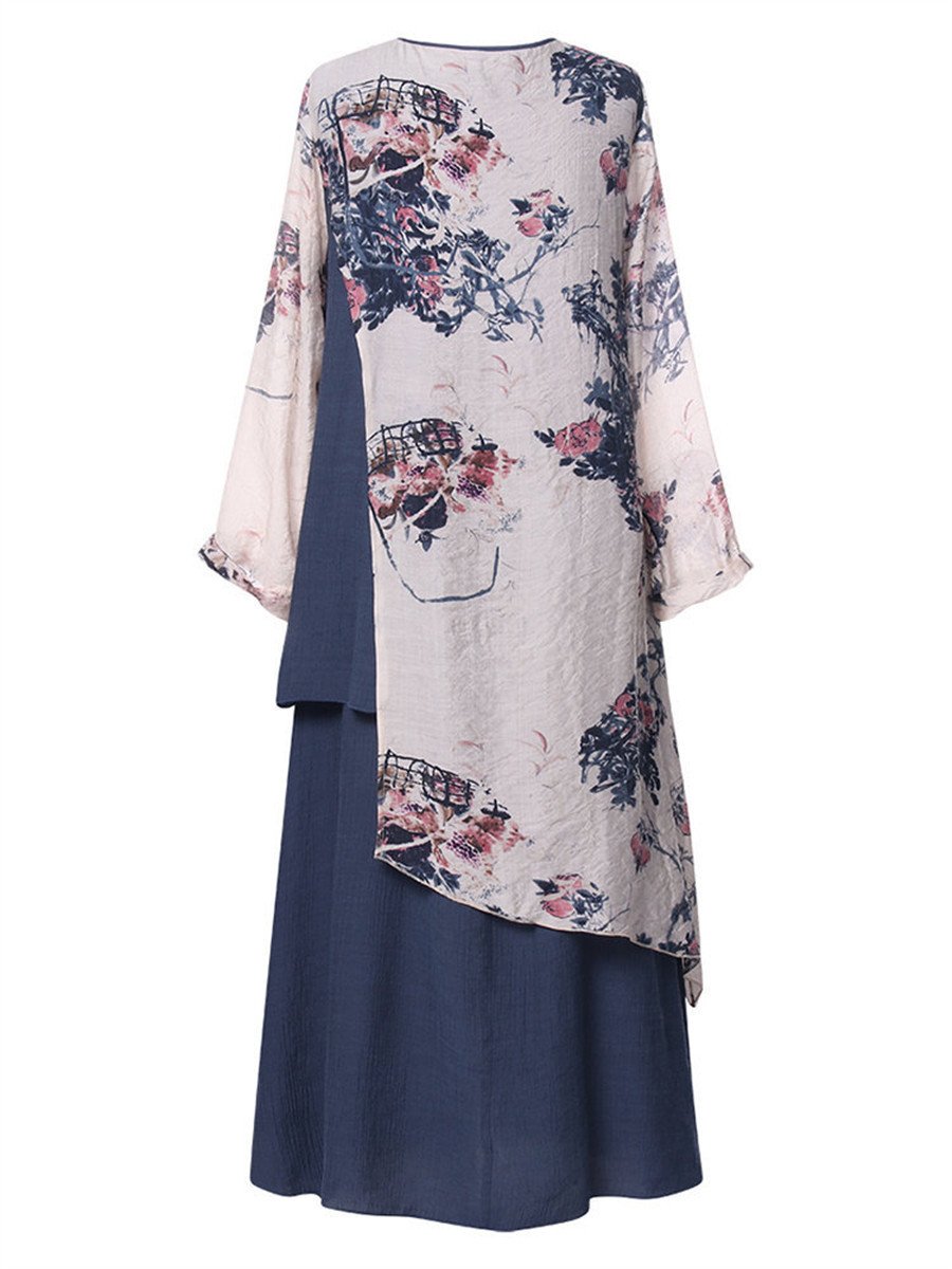 Casual Print Edpline Pocket V-Neck Dress