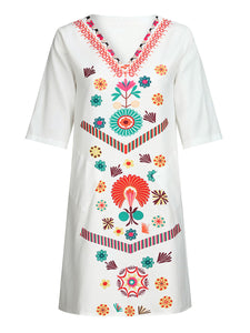 Printed Cotton and Linen Dress