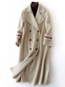 Long Woolen Solid Color Warm Coat