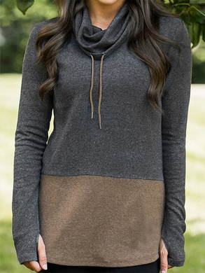 Brown Cotton Shift Long Sleeve Sweatshirt