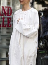 Load image into Gallery viewer, Round Neck Cotton and Linen Casual Long Dress