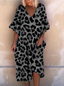 Leopard Short Sleeve Loose Dress