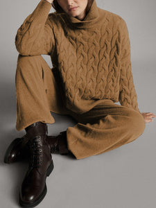 Two-Piece Knitted Turtleneck Twist Sweater