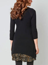 Load image into Gallery viewer, High-necked Leopard Print Stitching Sleeve Long-sleeved Long T-shirt