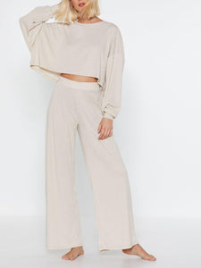 Knitted round loose two-piece suit