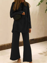 Load image into Gallery viewer, Half-high Collar Sweater Wide Leg Pants Two-piece