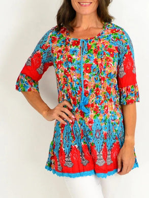 Printed Crew Neck Mid-Length Sleeves Shirt