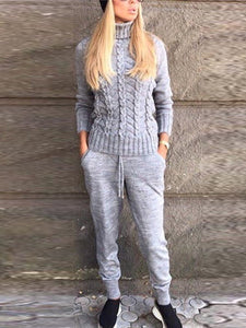 Turtleneck Sweater Trousers Suit Casual Sports Suit