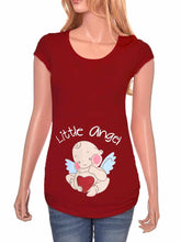 Load image into Gallery viewer, Loose Casual Round Neck Short Sleeve Angel Print Maternity Top