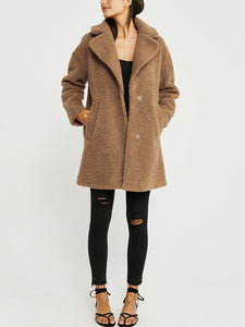 Medium Long Solid Color Teddy Coats