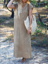 Load image into Gallery viewer, V Neck Solid Cotton Casual Maxi Dresses